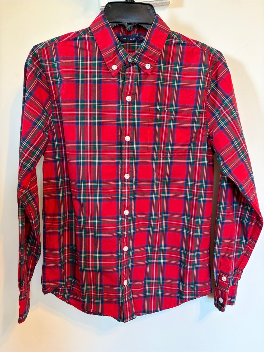 Janie and Jack Boys 16 Red Tartan Plaid Button Down Shirt Christmas Holiday